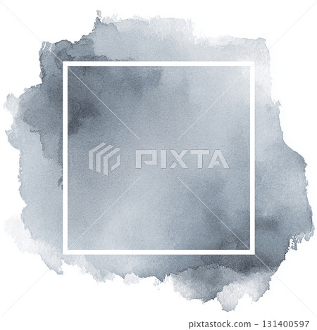 Gray-blue watercolor background frame - Abstract design material with a calm impression Gray-blue watercolor background frame - Abstract design material with a calm impression 131400597