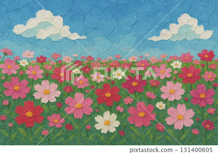 波斯菊地藍天拼貼畫 131400605