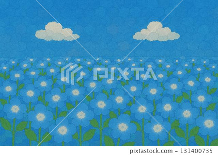 粉紅蝶花田藍天拼貼畫 131400735