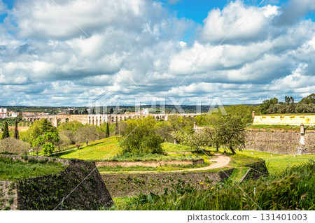 The Amoreira Aqueduct in the city of Elvas in Alentejo, Portugal. The Amoreira Aqueduct in the city of Elvas in Alentejo, Portugal. 131401003