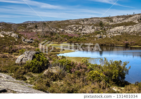 Beautiful lake at top of Penameda hill in national park Peneda Geres in Portugal. 131401034