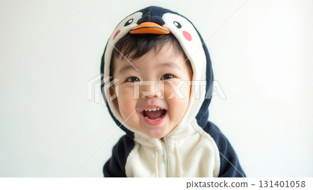 Cute asian boy in penguin costume Cute asian boy in penguin costume 131401058