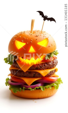 Happy halloween hamburger with copy space 131401185