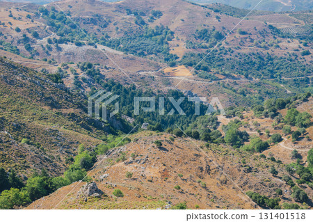 White Mountains in Crete, Greek island mountain landscape with typical Mediterranean terrain. 131401518