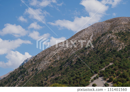 White Mountains in Crete, Greek island mountain landscape with typical Mediterranean terrain. 131401560