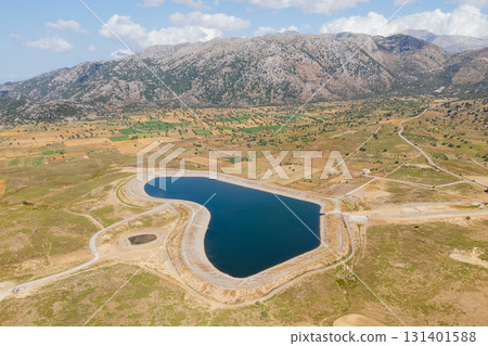 Reservoir in Omalos village in western Crete Reservoir in Omalos village in western Crete 131401588