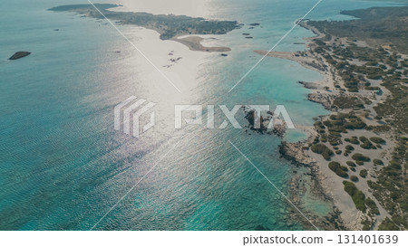 Stunning beach and crystal clear turquoise sea water at Elafonisi. 131401639