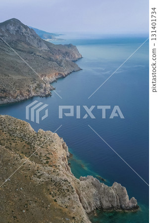 Balos or Gramvousa lagoon on the island of Crete Greece with exotic turquoise waters and unique natural landscape 131401734
