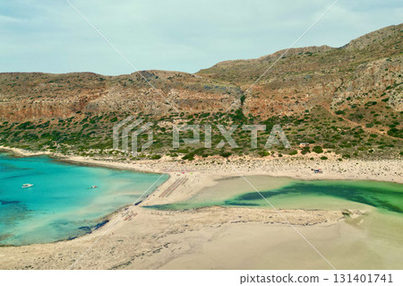 Colorful waters and stunning beaches at Balos Lagoon, Crete natural wonder 131401741