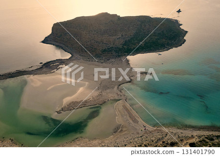 Golden hour at Balos Bay and tiny island near Chania, Crete Golden hour at Balos Bay and tiny island near Chania, Crete 131401790