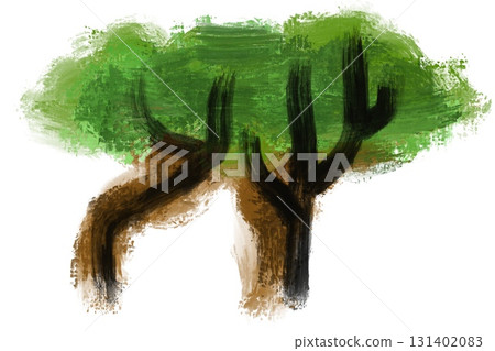 Wood Japanese style Japanese ink painting Sumi-e brush strokes hand-drawn watercolor Japan 131402083