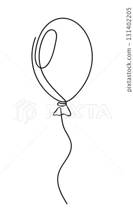 Balloon. Decoration for a party, birthday and other holidays. Single continuous line art. Line Art. Minimalism. Vector illustration. Balloon. Decoration for a party, birthday and other holidays. Single continuous line art. Line Art. Minimalism. Vector illustration. 131402205