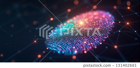 Digital fingerprint glowing with red lights for secure access - ai generated Digital fingerprint glowing with red lights for secure access - ai generated 131402681