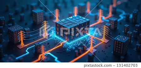 Large digital data center consumes vast amounts of electricity - ai generated 131402703