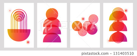 Geometric Abstract modern design a color gradient. Bright multicolored gradients trendy typography for poster print cover or flyer. Vector illustration. 131403510