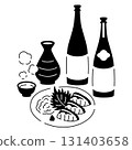 清酒及生魚片插圖 131403658