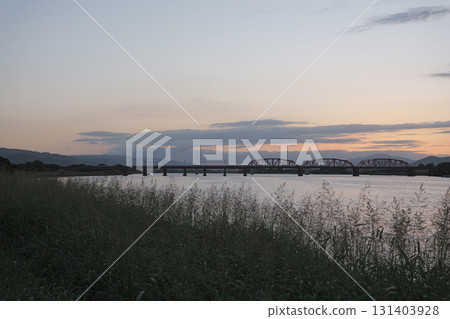 on the riverbed in the morning on the riverbed in the morning 131403928
