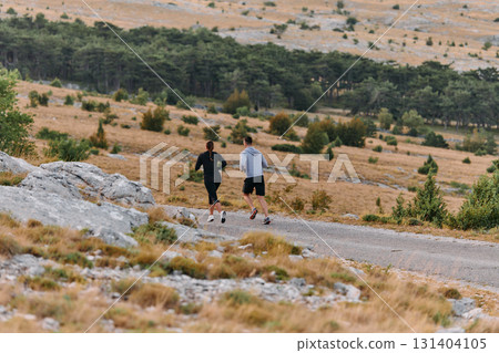 A Couple's Energizing Morning Run in the Mountains 131404105