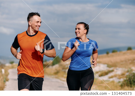 Mountain Bliss: Capturing the Joy of Morning Trail Running 131404573