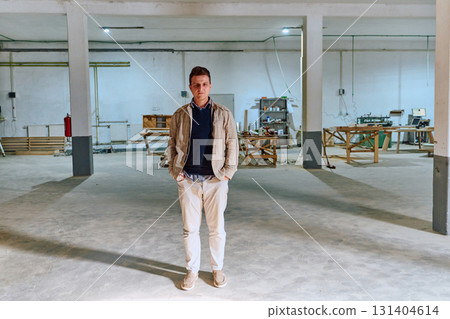 Forestry Industry Director Overseeing Production Floor in Woodworking Facility Forestry Industry Director Overseeing Production Floor in Woodworking Facility 131404614