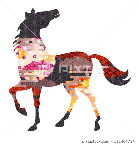 Horse New Year's card zodiac icon Horse New Year's card zodiac icon 131404784