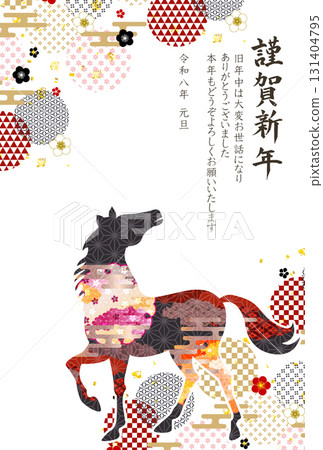 Horse New Year's card zodiac background 131404795