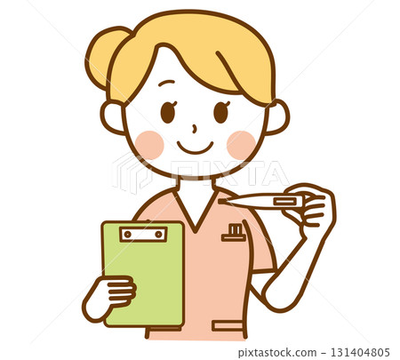 Female nurse holding a thermometer Female nurse holding a thermometer 131404805
