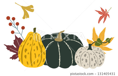 秋天的南瓜和秋天的落葉 131405431