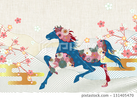 Horse New Year's card zodiac background Horse New Year's card zodiac background 131405470