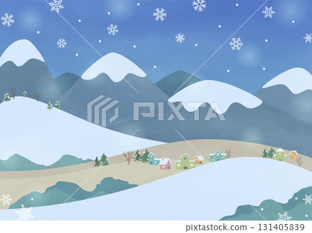 冬日雪景背景夜景 冬日雪景背景夜景 131405839