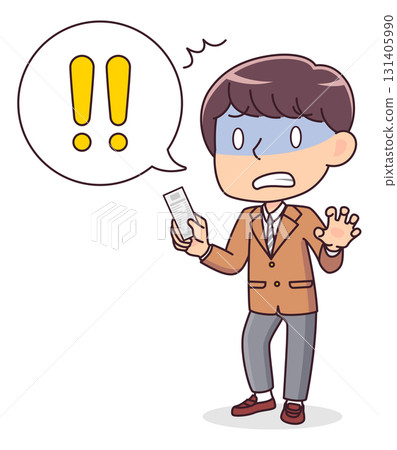 一位男學生對收據感到驚訝的插圖 131405990
