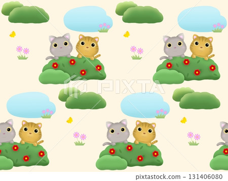 Seamless pattern of cats on the grass K-3' Seamless pattern of cats on the grass K-3' 131406080