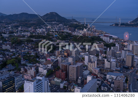 山口縣：關門大橋和關門海峽的夜景 131406280