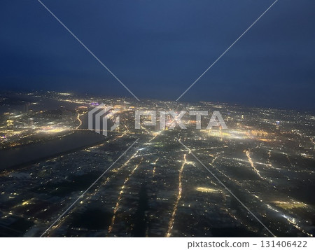 Bangkok night view from an airplane 131406422