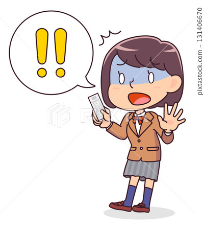 一位女學生對收據感到驚訝的插圖 一位女學生對收據感到驚訝的插圖 131406670