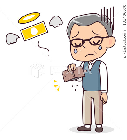 一位老人因錢包空了而傷心的插圖 一位老人因錢包空了而傷心的插圖 131406970