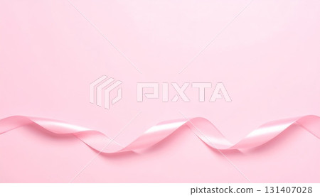Pink Ribbon on Pink Background 131407028