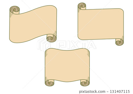 Set of 3 antique scroll banners | Scroll, banner, ribbon, scroll, frame 131407115