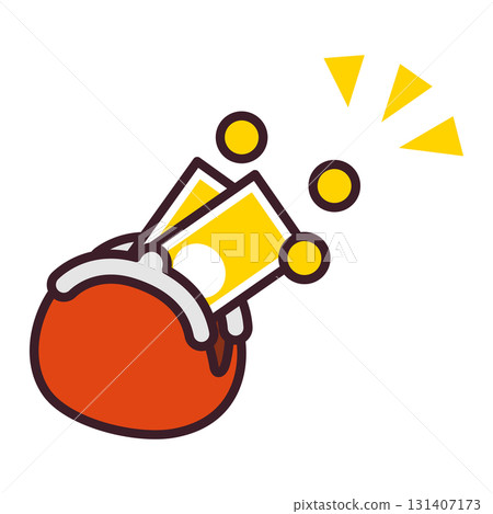 Illustration of a coin purse filled with money Illustration of a coin purse filled with money 131407173