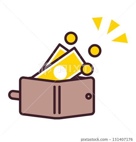 Illustration of a bifold wallet with money inside 131407176