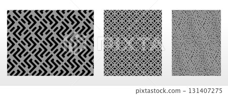 Geometric set of seamless black and gray patterns. Simple vector graphics Geometric set of seamless black and gray patterns. Simple vector graphics 131407275