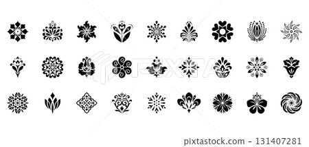 Flower icons set. Isolated elements for design. Vector graphics. Flower icons set. Isolated elements for design. Vector graphics. 131407281
