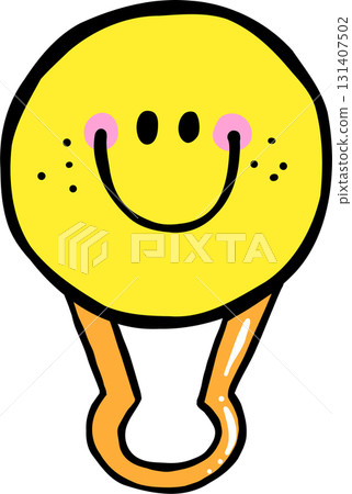 Groovy Retro School Supply Smile Face Paperclip Doodle Hand Drawn Groovy Retro School Supply Smile Face Paperclip Doodle Hand Drawn 131407502
