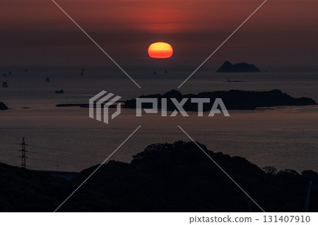 <山口縣>關門海峽的日落 131407910