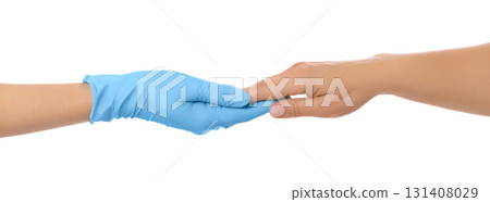 Healthcare hands unite in trust, isolated on white, PNG 131408029
