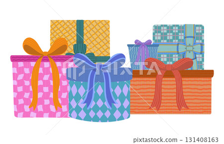 Illustration of lots of colorful gift boxes 131408163