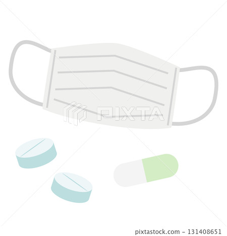 Mask and medicine illustration set 131408651