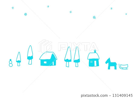 Cute house hand-drawn illustration, snow, winter 131409145