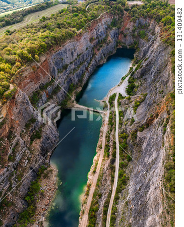 Aerial view of steep rocky 131409482