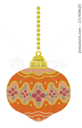可愛的橙色聖誕裝飾插圖 131409620